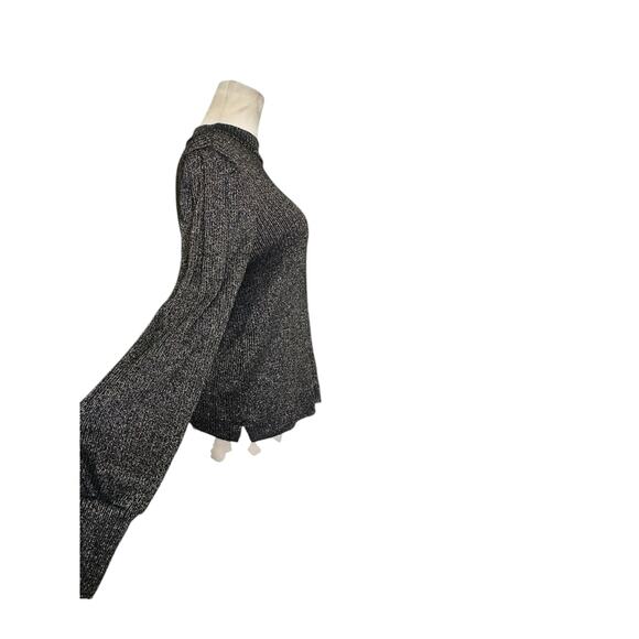 Loft black metallic gold threads long sleeves sweater size Small - Picture 5 of 12